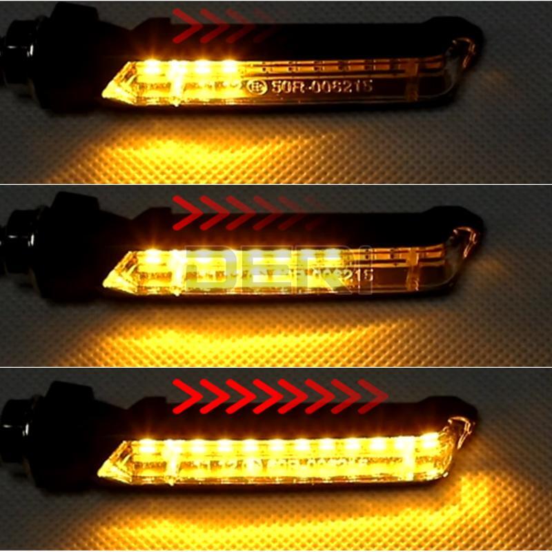 2X LED Motorcycle Turn Signal Indicator Light Flowing Sequential Amber Universal