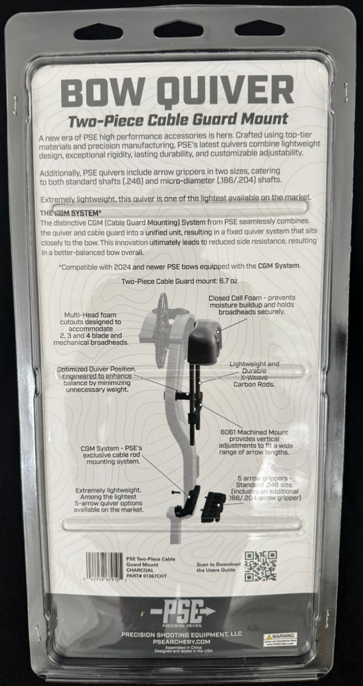 PSE 2-Piece Bow Quiver Charcoal New