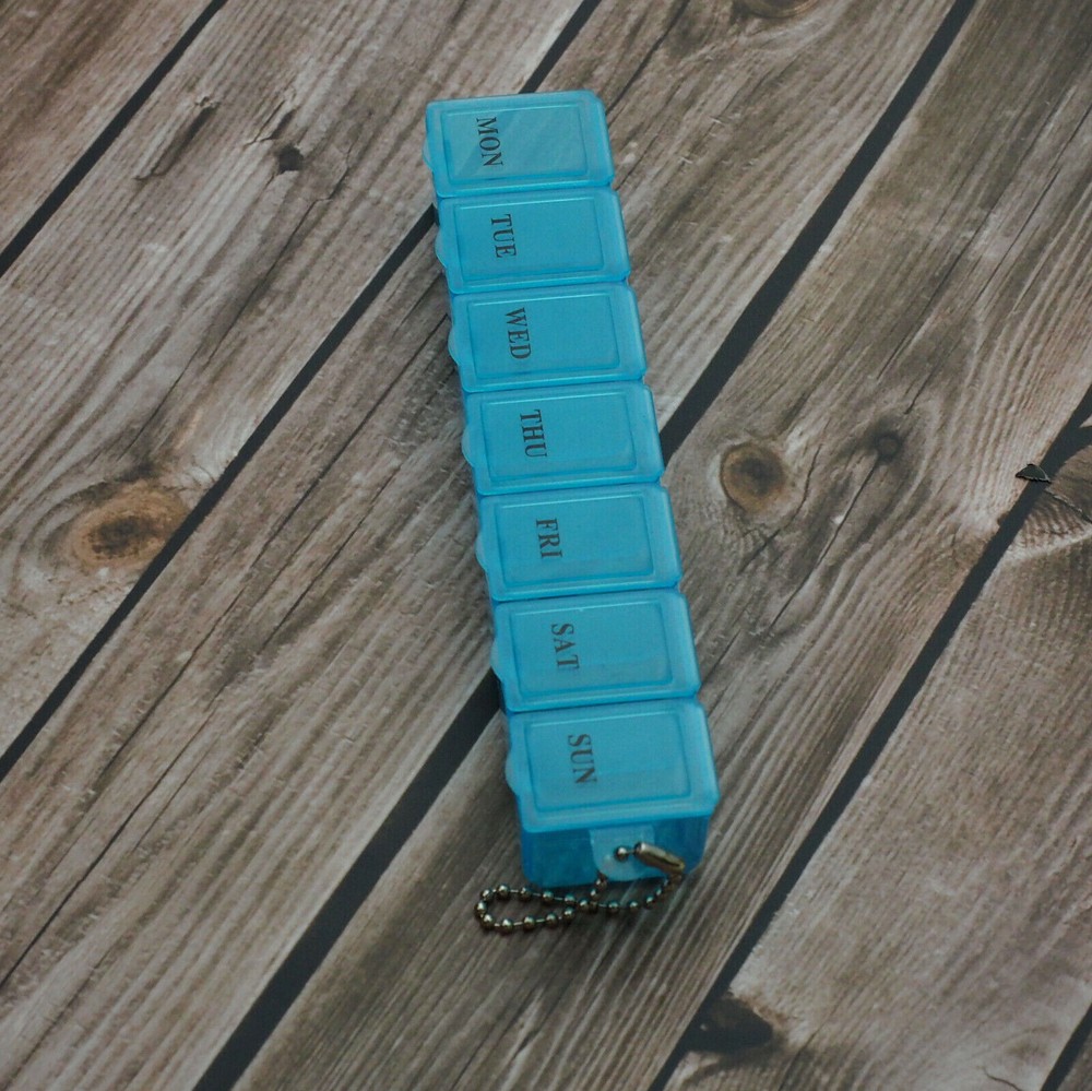 3pcs - 6" Weekly 7 Days Medicine Storage Pill Box Organizer Container Case Blue