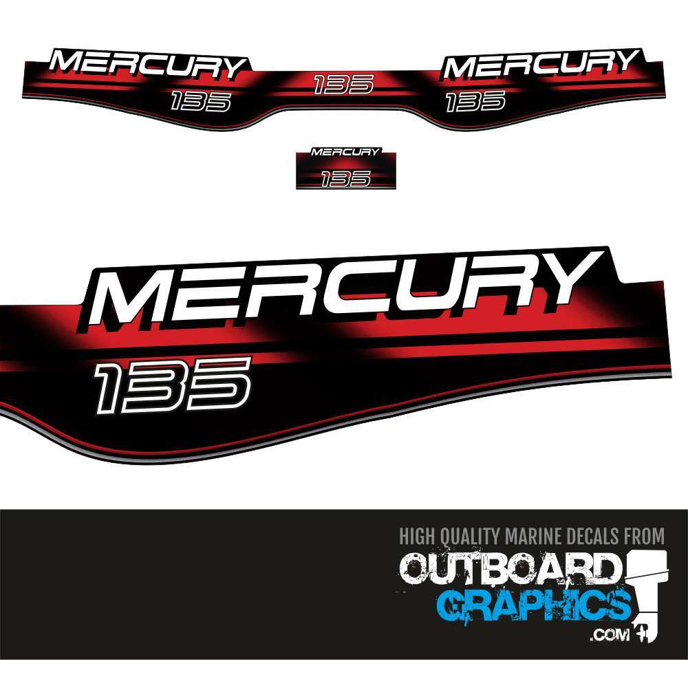 Mercury 135hp two stroke outboard engine decals/sticker kit