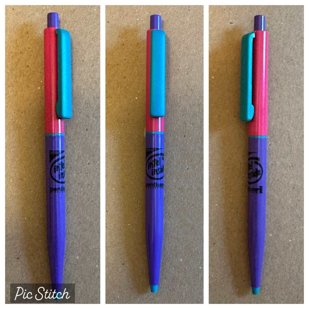 Vintage Intel Pentium II processor w/MMX technology logo'd multicolor pen