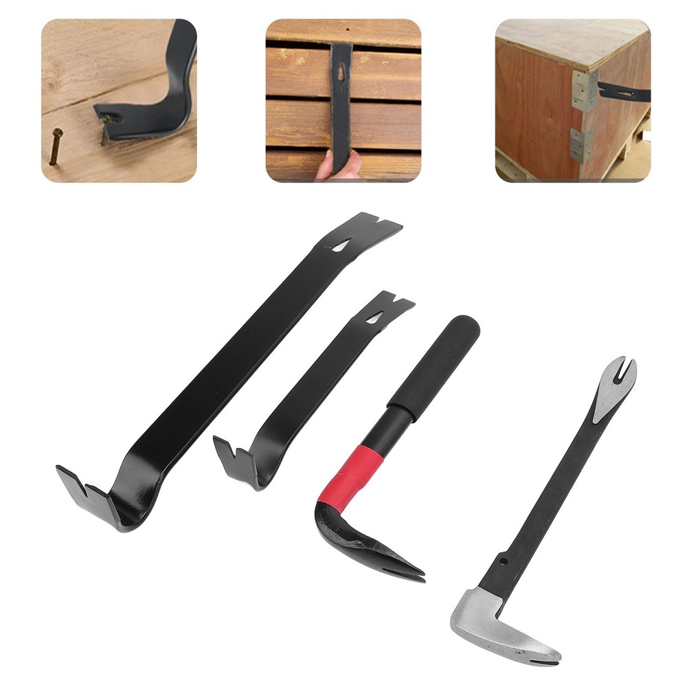 4 Pcs Nail Puller Pry Bar Set Multi Functional High Hardness Nail Puller Flat
