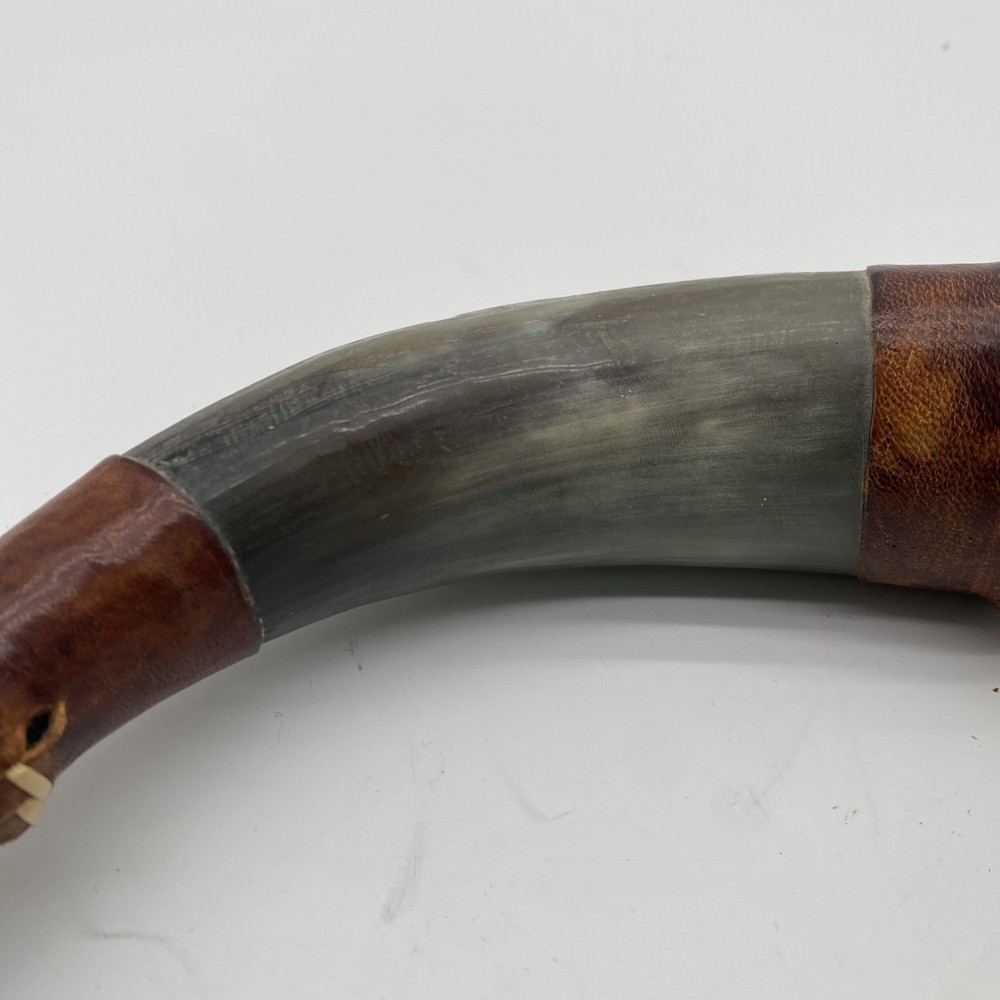 Vintage Powder Horn Muzzleloader with Leather Straps Hand Crafted