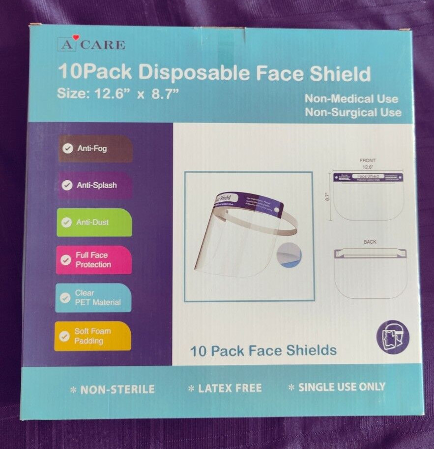 100-pcs Face Shield Screen Safety Protective Eye Splash Proof Full Head-Mounted