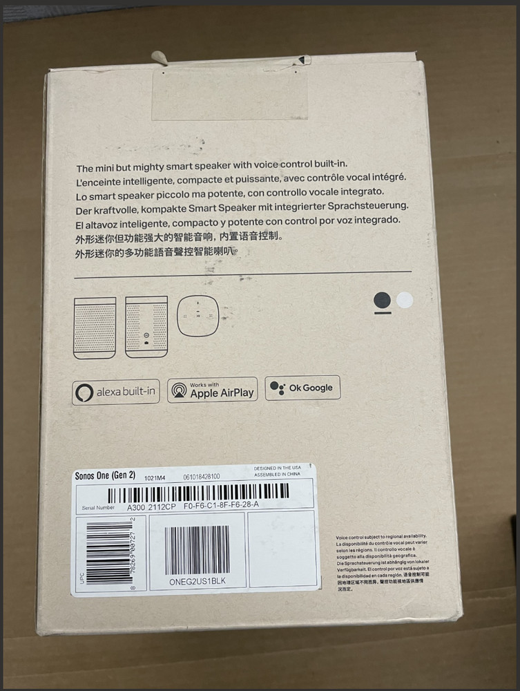 Sonos One gen 2 speaker