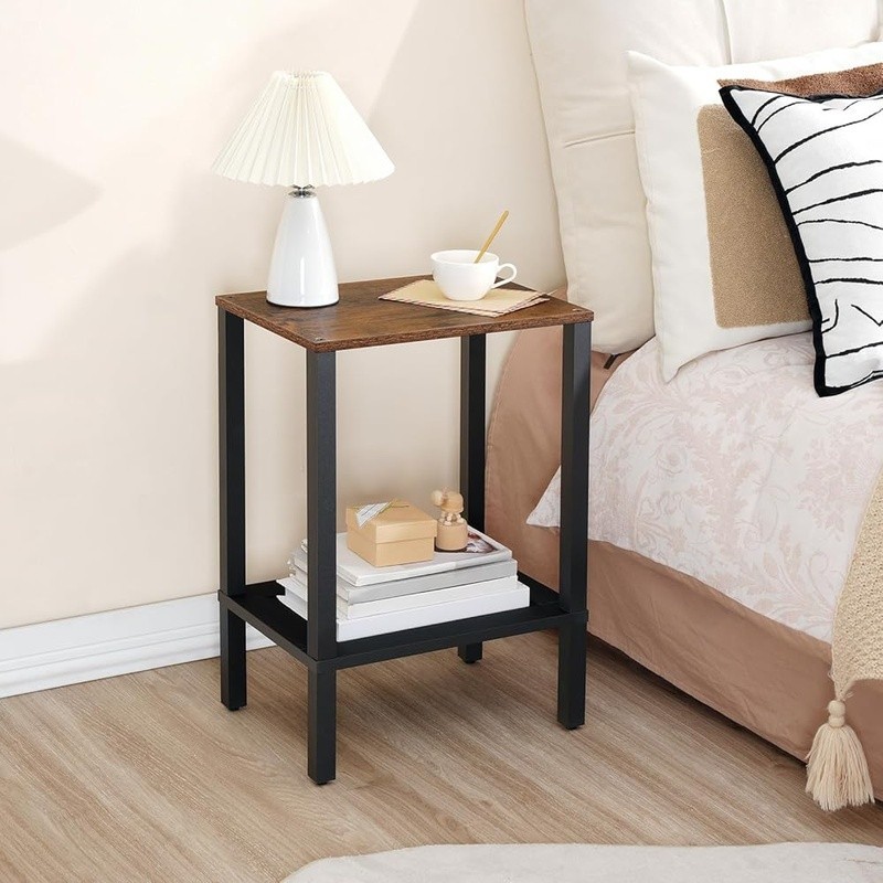 Multi-Functional Space Saving End Table W/ 2-Tier Storage Shelf Home Use
