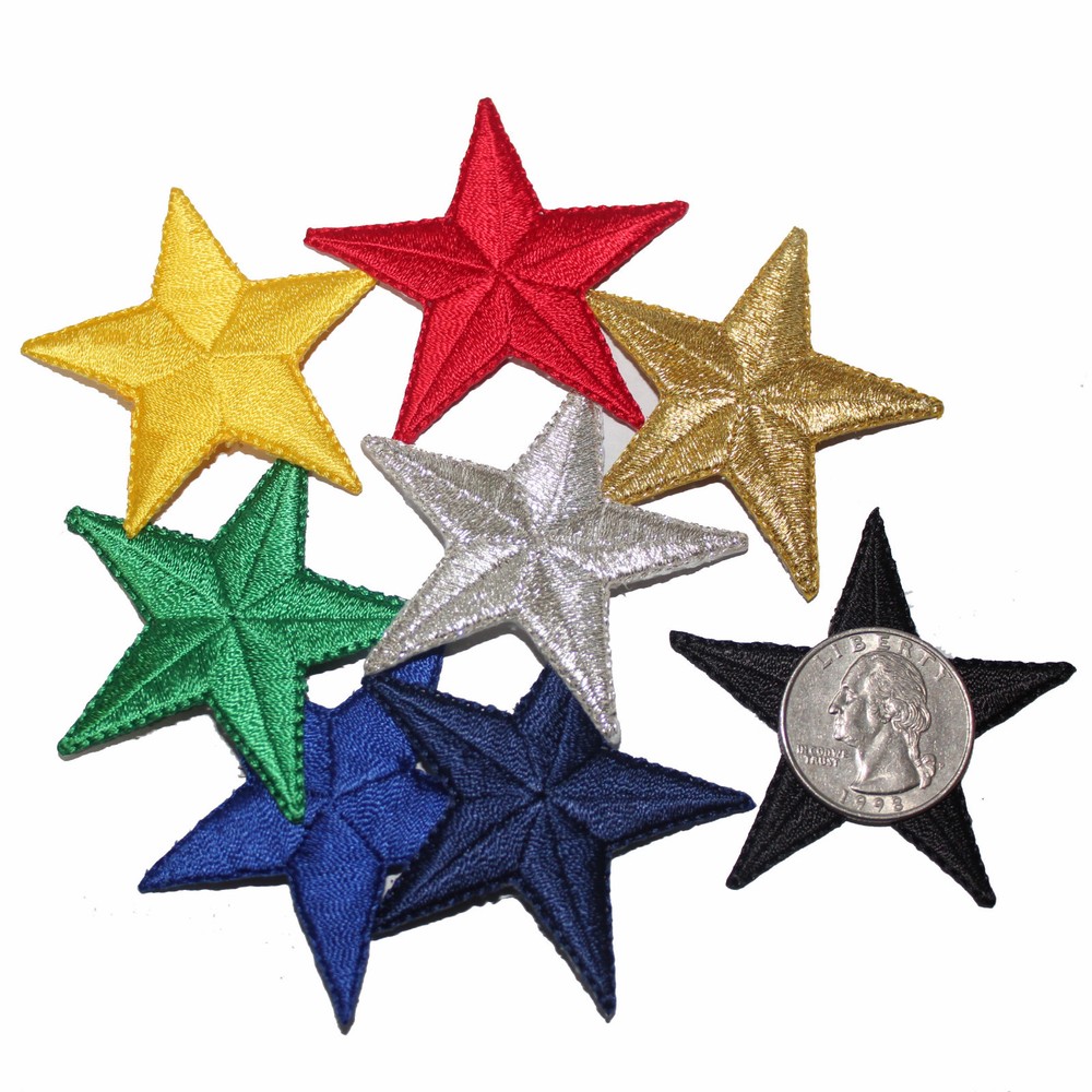 Star Patches (5-Pack) Star Embroidered Iron On Patch Applique - 2"