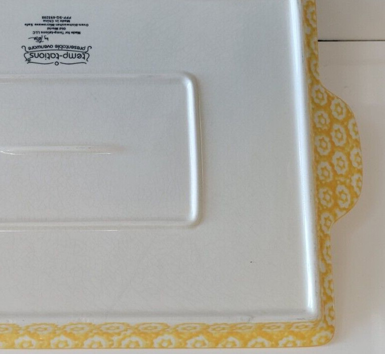 Temptations by Tara YELLOW Florals Rectangular Serving Platter 15.5 By 9.5 Inch