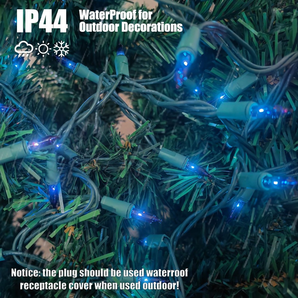 HISHINY Christmas Lights 100 Count Blue Tree String 21feet,