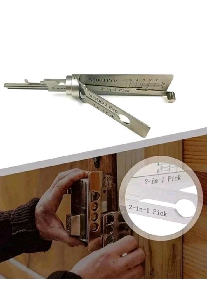 Key Decoder 2 In 1 Portable Lock Picking Set Hook And Pickup Tool Kit Ergonomic