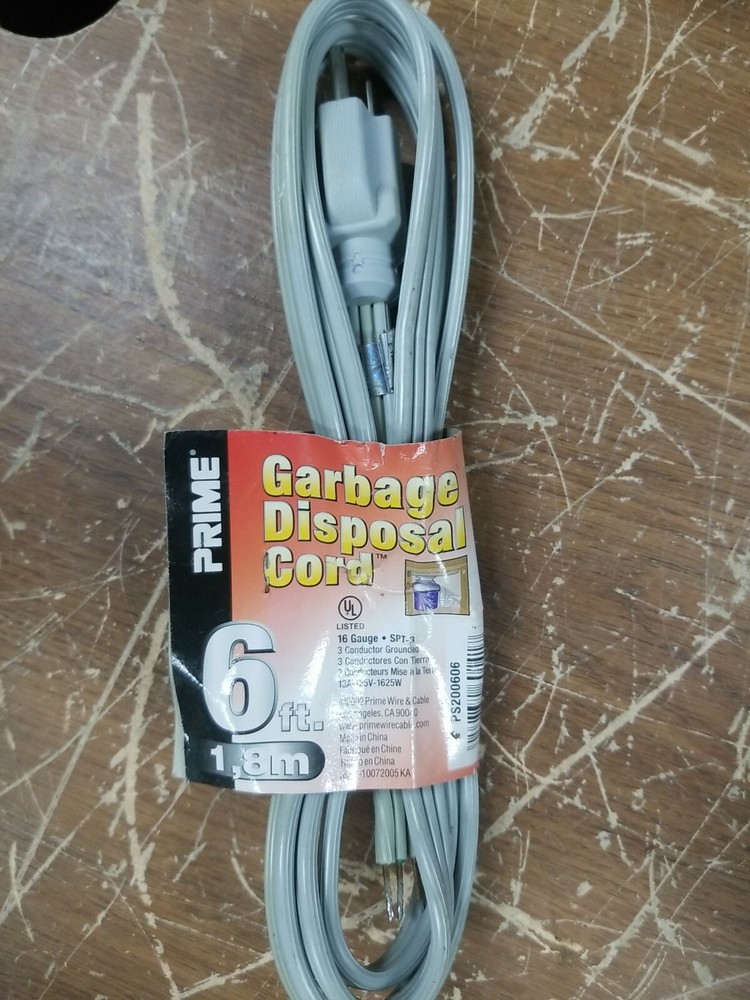 Southwire Flat Garbage Disposal Cord With Right Angle Plug, Spt-3, 16/3, 6 Ft  ~