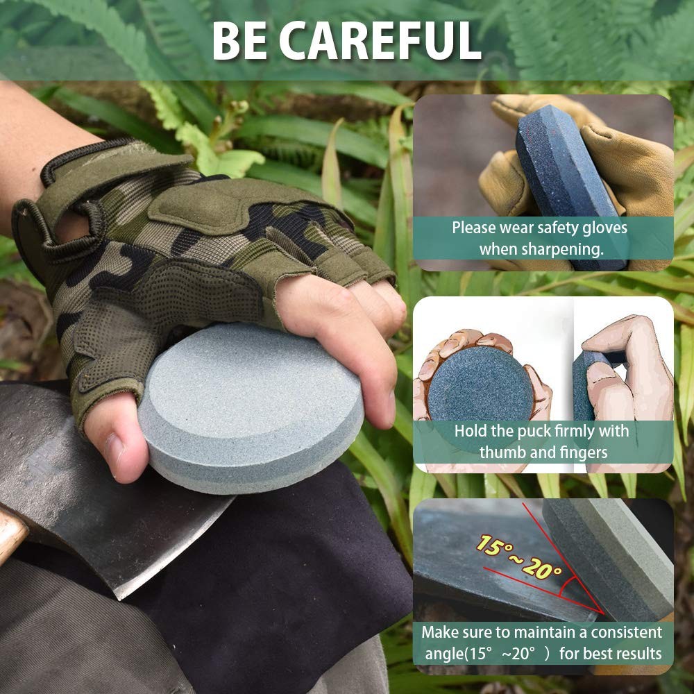 Nedfoss Dual Grit Sharpening Puck for Axe Hatchet with Sheath