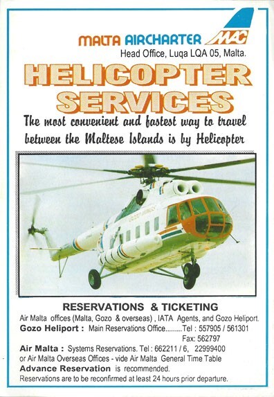 Malta Aircharter system timetable 10/29/95 [4091]