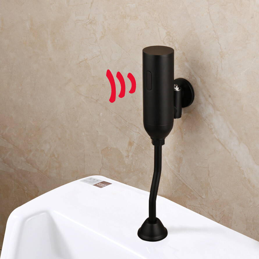 Black Bathroom Touchless Urinal Flush Valve Wall Mount Free Automatic Mixer Tap