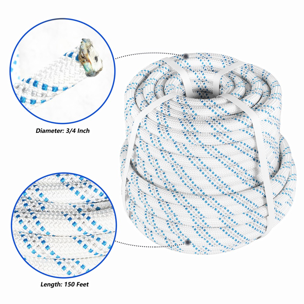 Pulling Rigging Line 3/4" × 150' Double Braid Nylon Polyester Arborist Bull Rope