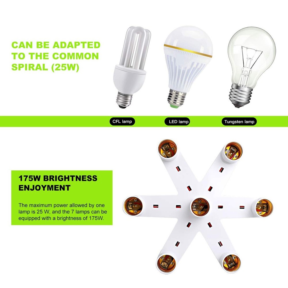 Toplimit 7 Light Socket Splitter,Multi Light Bulb Adapter, Fireproof Adapter ...