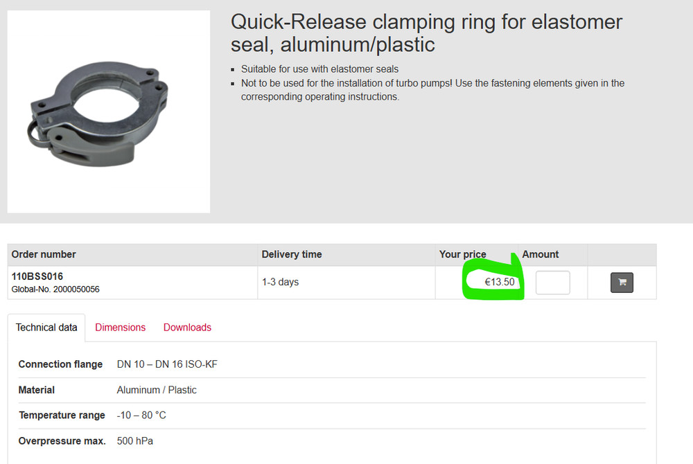 (6) Quick-Release Clamping Rings Aluminum/Plastic, DN 10-16 ISO-KF [A8B2]