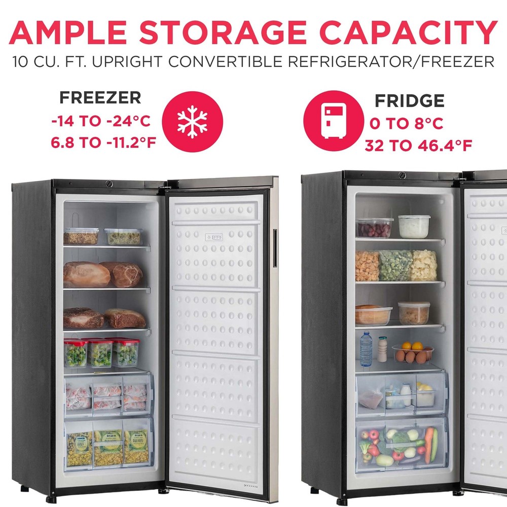 Small Space Kitchen Upright Freezer Fridge Combo 10 Cu Ft Platinum