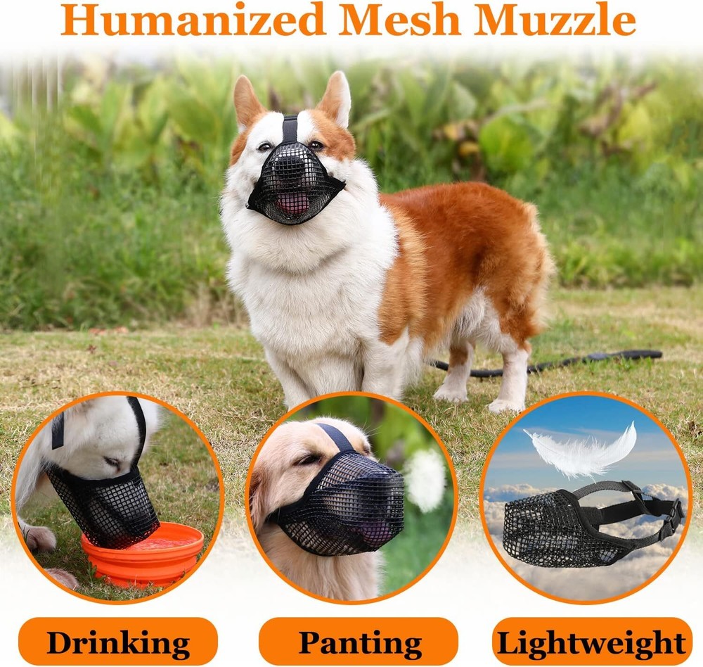 Dog Muzzle Pet Muzzle for Anti-Biting Chewing Licking Adjustable Breathable US