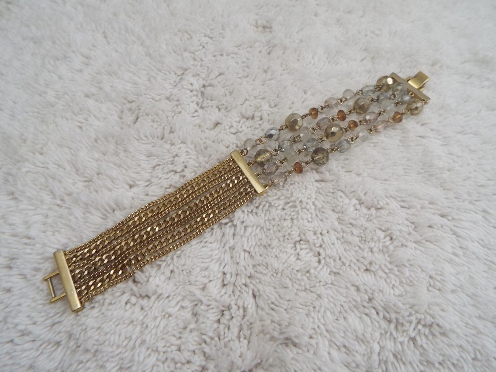Goldtone Chain Bead Bracelet (J28)