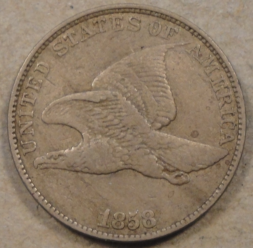 1858 LL Flying Eagle Cent VF as Pictured La