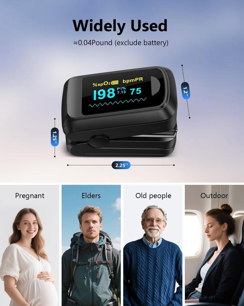 Compact Oxygen Meter with One-Button Control & Battery Included for Convenience