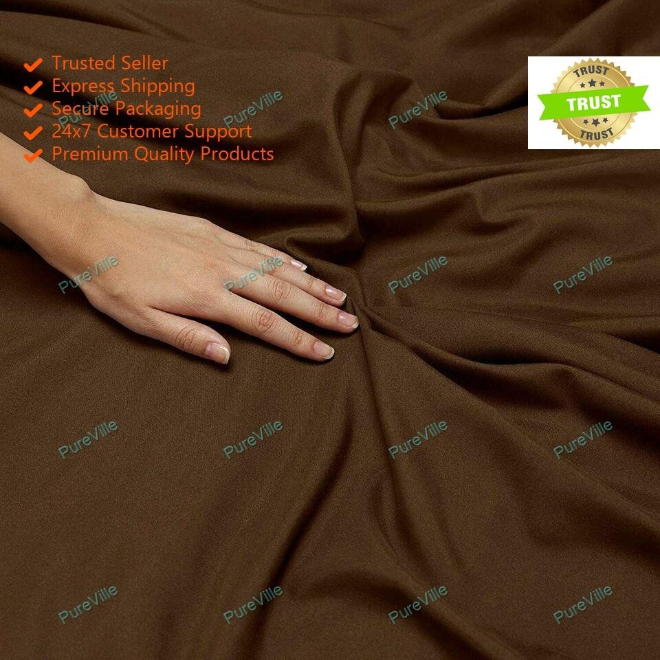 Bed Sheet Pillow Cover Brown 1800 Count Deep Pocket Microfiber Brown