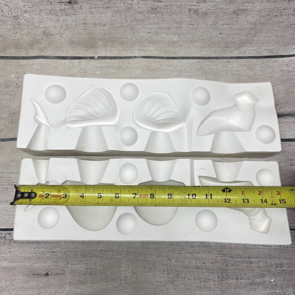 White Horse Ceramic Casting Mold Mushrooms Toadstool Figurine #1329