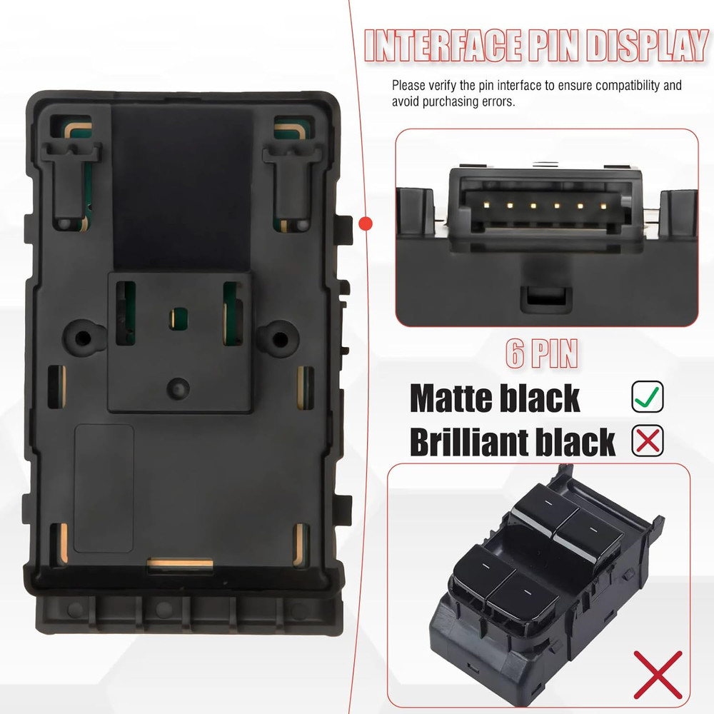 Master Power Window Switch Driver Side Matte Black