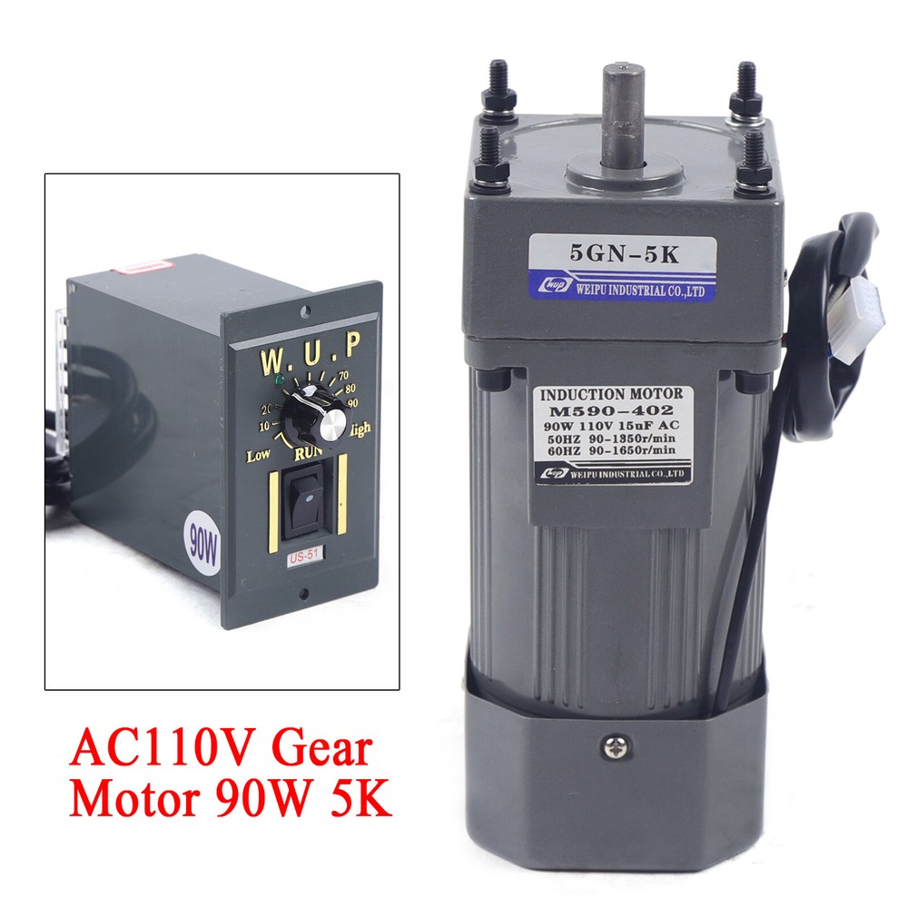 90W 110V AC Gear Motor Electric Variable Speed Controller Torque Single-Phase 5K