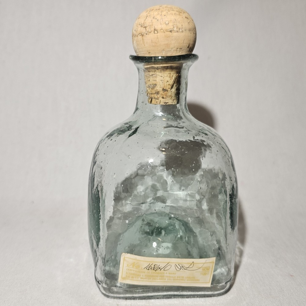 PATRON Tequila 8" Empty Glass Bottle w Cork Stopper ~ Label ~ Barware Decor EUC