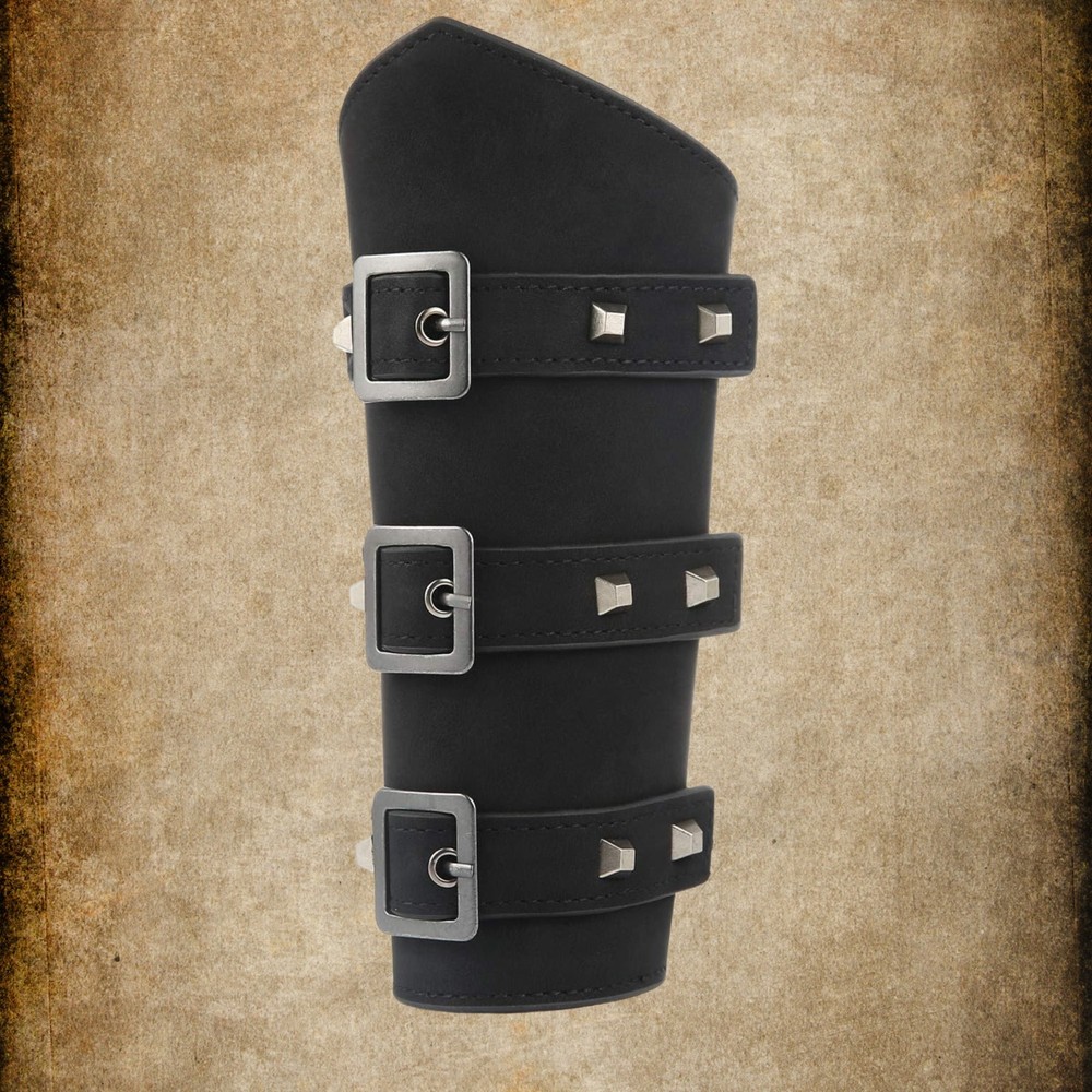 Medieval Leather Bracers Arm Guards with Belt Buckle Adjustable
