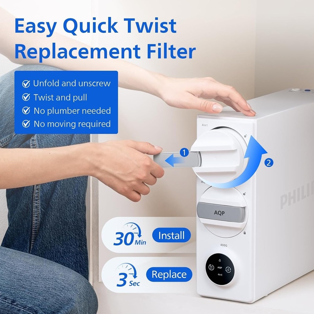 Philips AUT9340 Reverse Osmosis System, Tankless Under Sink Water Filter System
