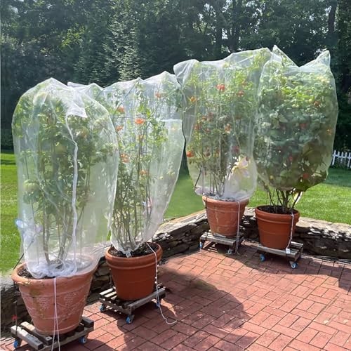 Drawstring Blueberry Netting for Bushes-(Pack) - Easy Install 4.92×3.94Ft 4