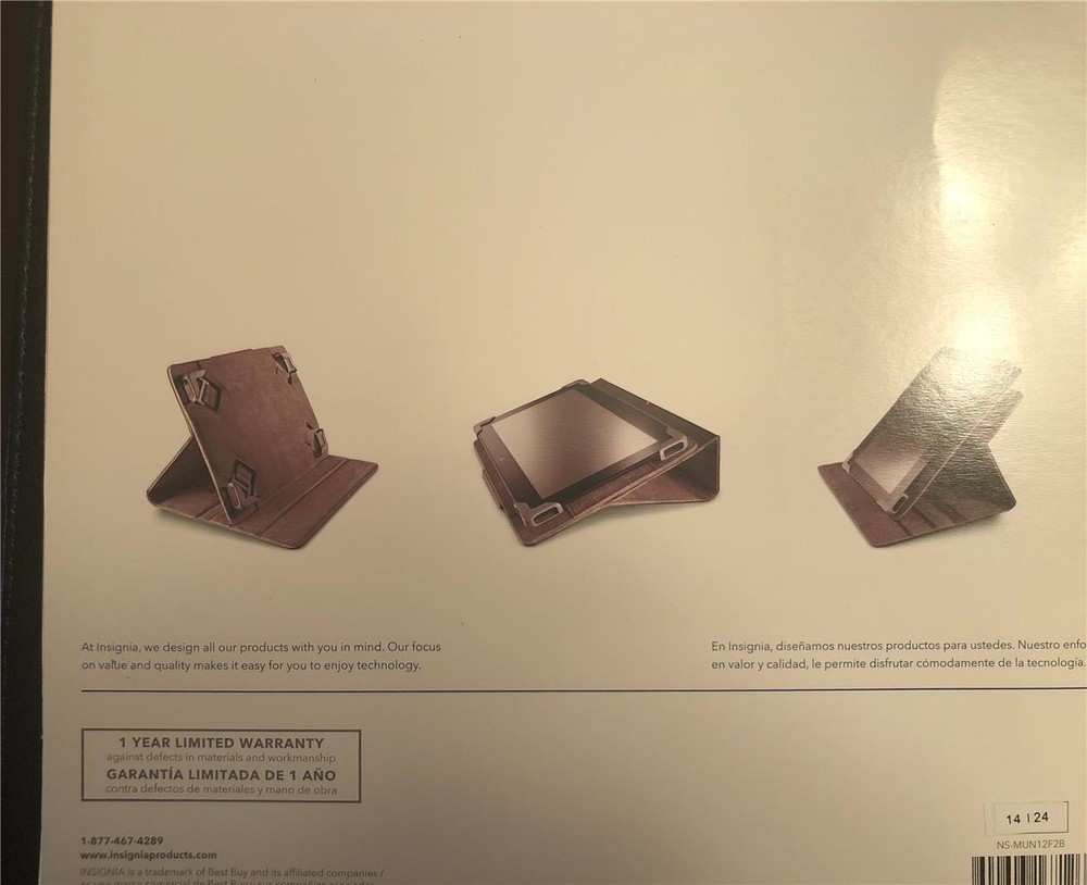 NEW NSIGNIA BLACK 12" Folding Tablet Case Adjustble 360 deg. secure protection