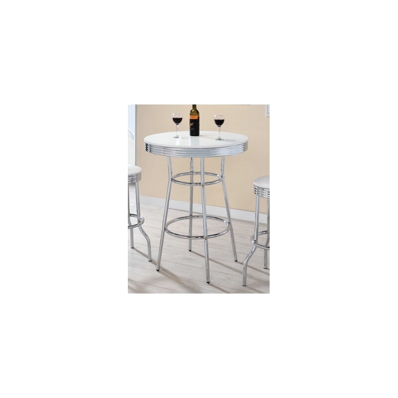 Bowery Hill 30" Round Pub Table in White and Chrome