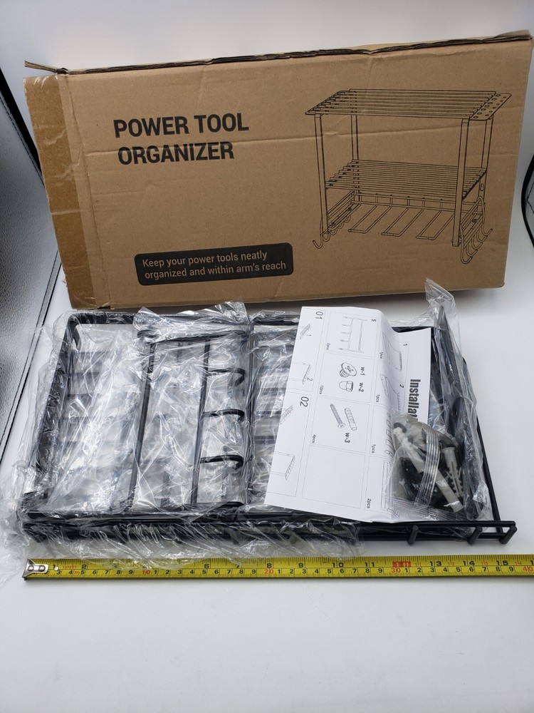 Heavy Duty Tool Organizer Rack, Garage Wall Mounted Electric Drill Storage Rack