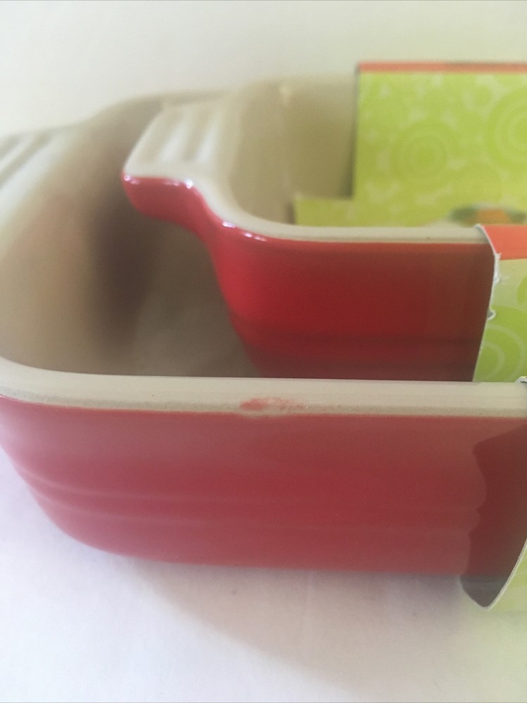 Red Le Creuset Stoneware Bakeware Set~Rectangular Baking Dishes New