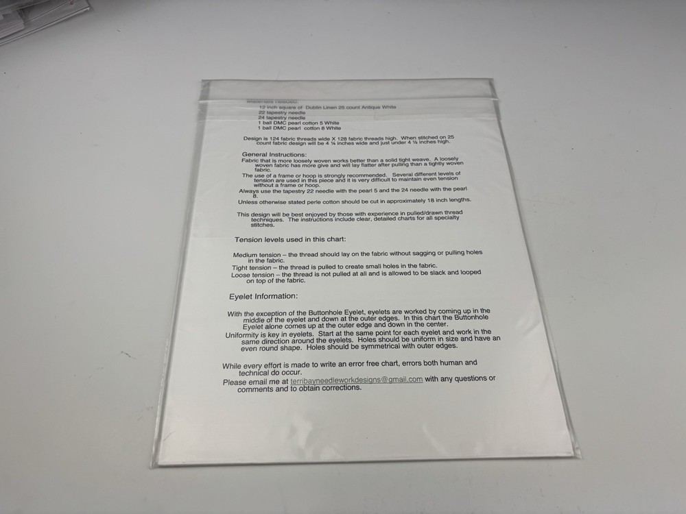 Terri Bay Needlework Flowers for Sue Whitework & Pulled Drawn Thread Pattern 7S