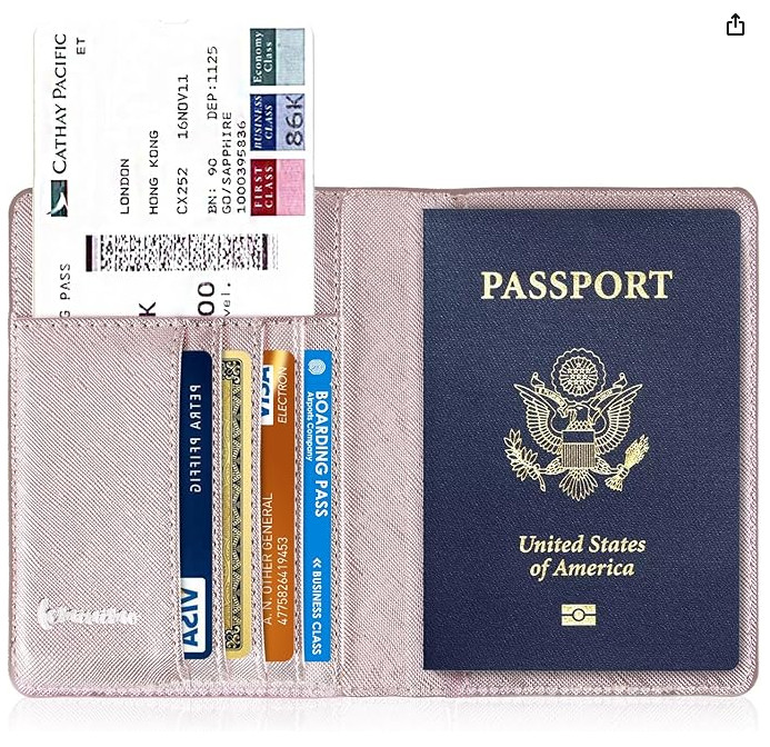 Passport holder pink metallic with RFID blocking