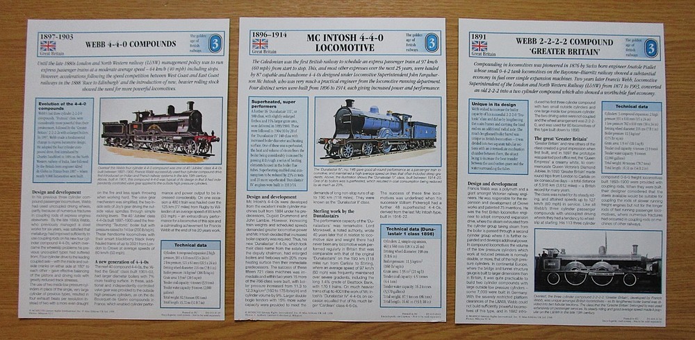 THREE VINTAGE 9.8"x 6.7" BRITISH RAILWAY PRINTS FULL DESCRIPTONS ON BACKS