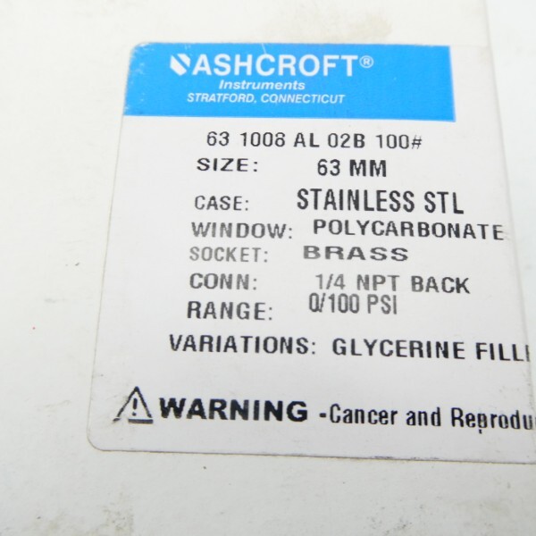 ASHCROFT 631008AL02B100# 100PSI 63MM NSMP