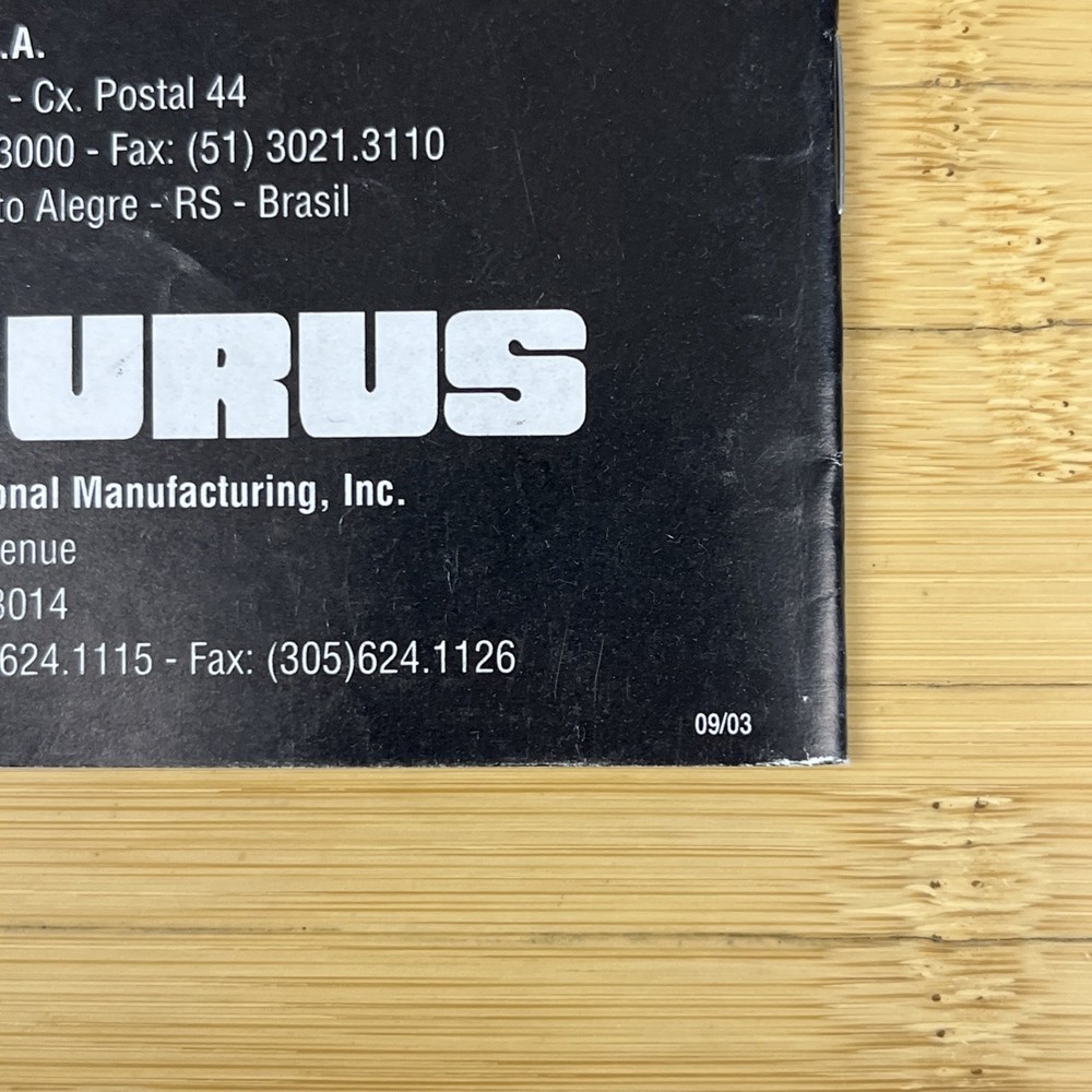 Taurus Pistol Owners Manual 2003