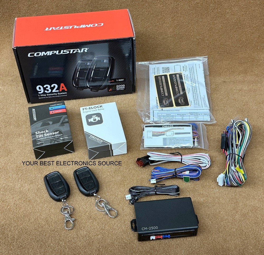 NEW Compustar CS932-A, 1-Way Security/Alarm, Keyless Entry, Shock Sensor
