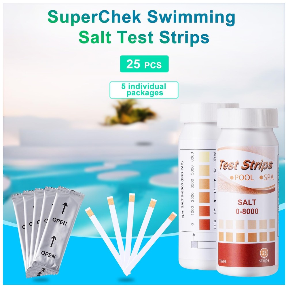 SuperCheck Salt Test Strips for Testing Pool Strips-25
