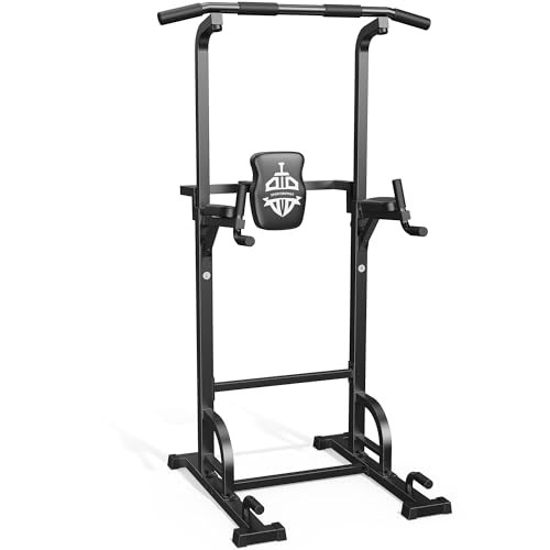 Power Tower Pull Up Bar Station, 450LBS Stable Pull Up Dip Station Black-01