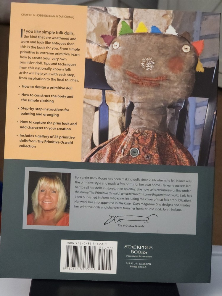Purely Primitive Dolls Make Old Fashioned Dolls Barb Moore EUC
