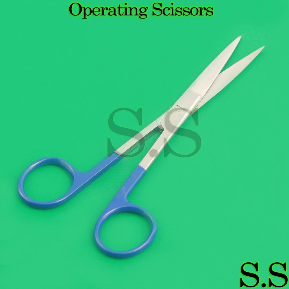 New Operating Scissors Blue Color Handle 5.5" Straight Sharp/Sharp Surgiacl