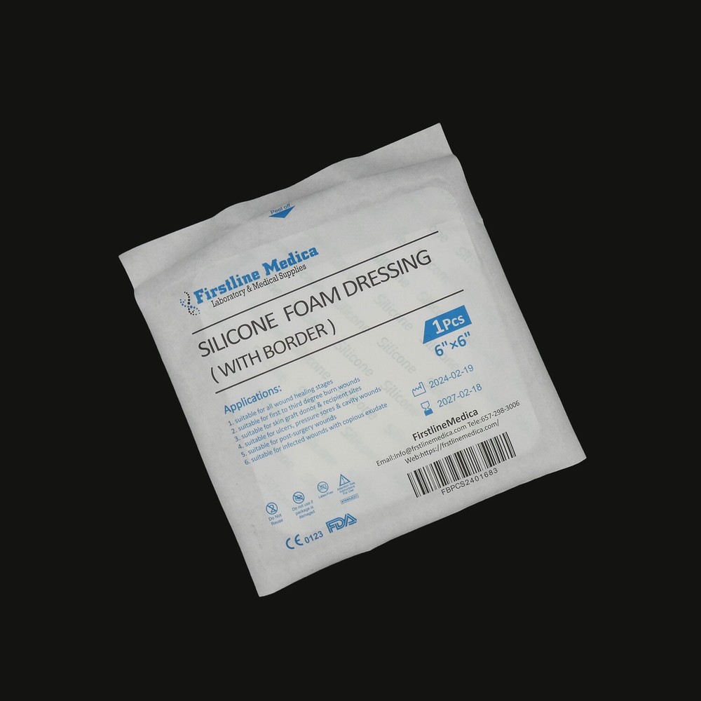 Silicone Foam Dressing (with Border), 6" x 6", 30/pack
