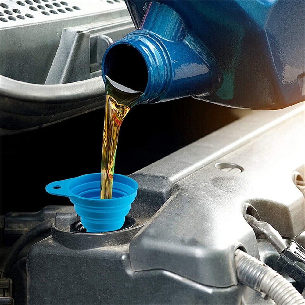 Silicone Collapsible Foldable Funnel Hopper Gel Kitchen Liquid Car Funnel Engine
